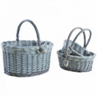 Set of 3 gray split wicker baskets