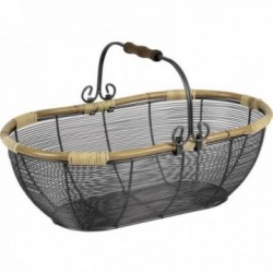 Metal basket with rattan edge