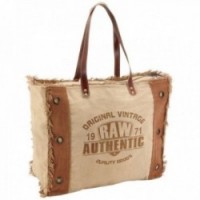 Authentic cotton and leather handbag