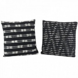 Serie di 2 cuscini quadrati in cotone nero e naturale 45 x 45 cm