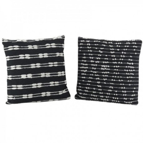 Serie von 2 quadratischen Kissen aus schwarzer und natürlicher Baumwolle 45 x 45 cm