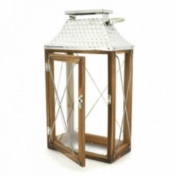 Wood and metal lantern with...