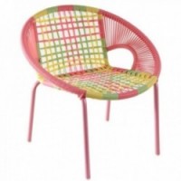 Multicolored children's garden armchair in polyresin and lacquered metal
