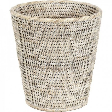 White rattan waste paper basket