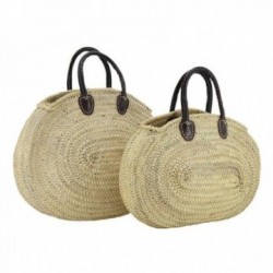 Conjunto de 2 sacos de compras ovais de palmeira