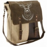 Deer cotton and leather messenger bag