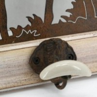 Appendiabiti in legno, metallo e ceramica Cervo 3 ganci