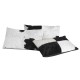 Coussin Rectangulaire Peau de Vache Noir et Blanc Déco Cuir Véritable Design Chic