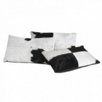Rectangular cushion in black and white cowhide