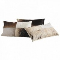Rectangular cushion in brown and white cowhide