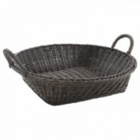 Round presentation basket in synthetic rattan