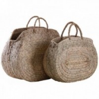 Lot de 2 cabas ovale en palmier