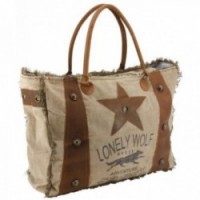 Sac à main en coton et cuir Lonely Wolf