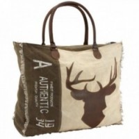 Deer cotton and leather handbag