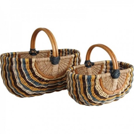 Set of 2 rattan and seagrass market baskets