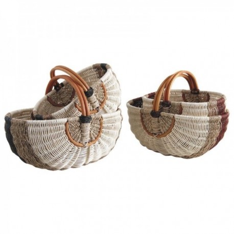 Set of 2 rattan and seagrass baskets