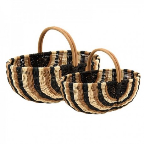 Set of 2 rattan and seagrass market baskets.