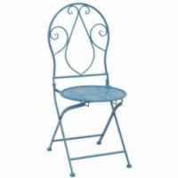 Blue metal folding garden chair