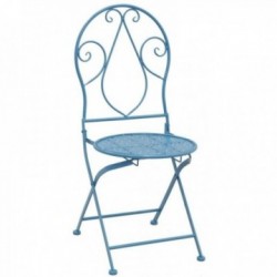 Cadeira de jardim dobrável de metal azul