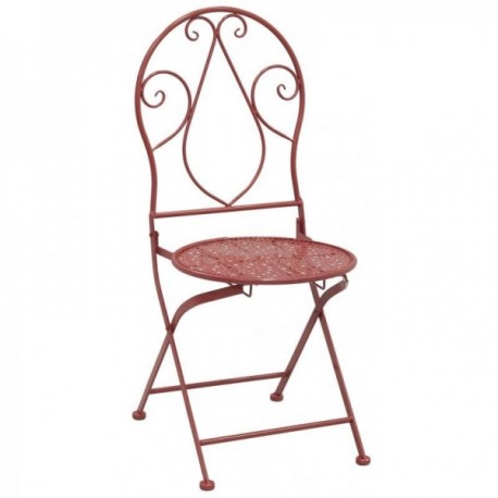 Folding garden chair in red metal