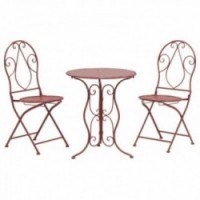 Folding garden chair in red metal