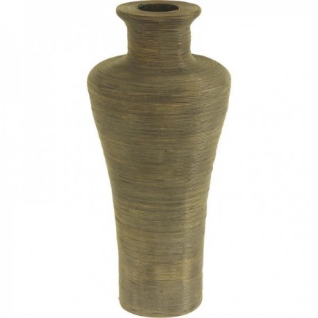 Runde Vase aus grau patiniertem Rattan