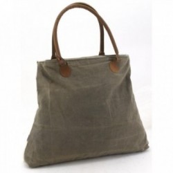 Vintage håndtaske i okselæder og bomuld