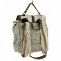 Cotton and cowhide backpack