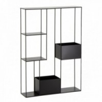 Prateleira de metal preto 4 níveis e 2 plantas de compartimentos: Armário de armazenamento Design industrial e porta interior