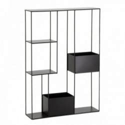 Black metal shelf 4 levels and 2 compartments plants: storage cabinet industrial design and interior plant holder