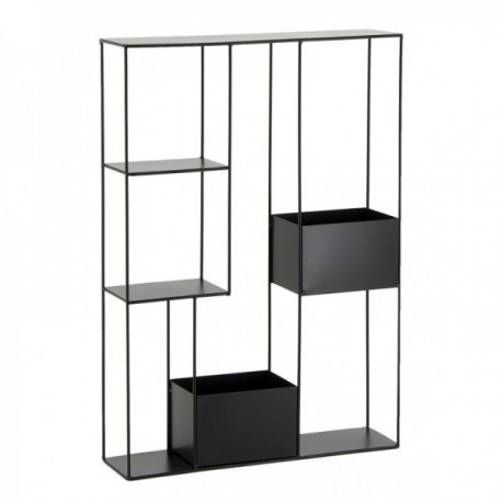 Sort metalhylde 4 niveauer og 2 rumplanter: Opbevaringsskab Industrielt design og indvendig planteholder