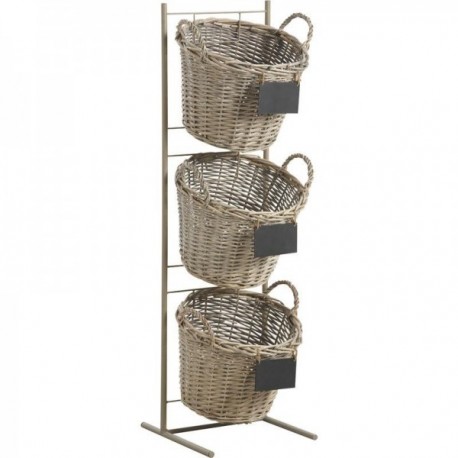 Metal display + 3 wicker baskets