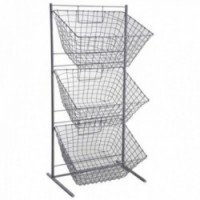 Gray metal display + 3 rectangular baskets