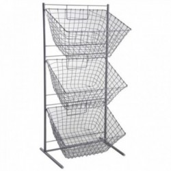 Szary metalowy wyświetlacz + 3 Kosze prostokątne