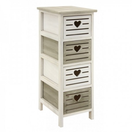 Chest of drawers in openwork wood 4 drawers Coeur