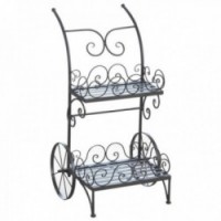 Trolley for plants and flower pots in aged metal