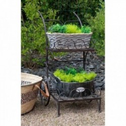Trolley for plants and flower pots in aged metal