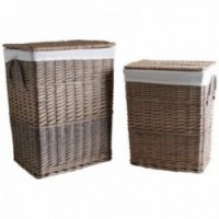 Gray Wicker Laundry Baskets Set of 2