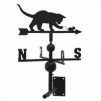Wrought iron cat and mouse weather vane