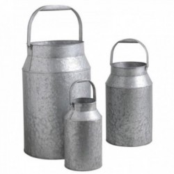 Conjunto de 3 latas pesadas de zinco - decoração de jardim