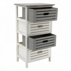 Dresser i Openwork Wood 4 skuffer i hendene, oppbevaringsskapsdesign og funksjonell med kontraststil