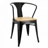 Industrial chair in metal and oiled elm wood