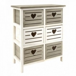 Kontrastinen avoin puinen pukeutuja, jossa on 6 laatikkoa, ydinleikkauksia ja käytännöllisiä käsiä