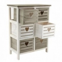 Contrasterende opengewerkte houten dressoir met 6 laden, kerncuts en praktische handen