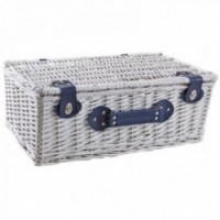 Picnic suitcase in white lacquered wicker 4 place settings