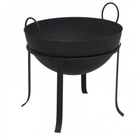 Brazier in black lacquered metal on feet