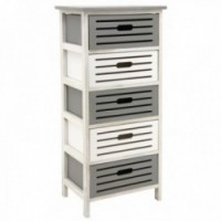 Dresser in Openwork Wood 5 laden met hand-pas - Scandinavische en moderne stijl opbergkast met contrasterend ontwerp