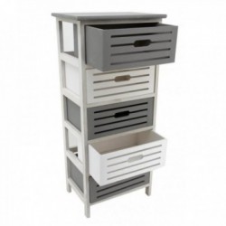 Cómoda en madera abierta 5 cajones con pase de mano: gabinete de almacenamiento de estilo escandinavo y moderno con diseño de co