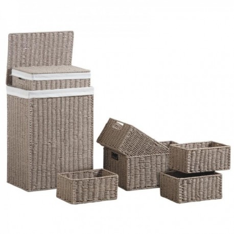 Taupe Corded Paper Laundry Baskets with Bins