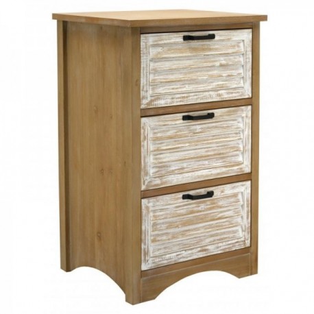 Chest of drawers in aged and ceruse wood with 3 drawers